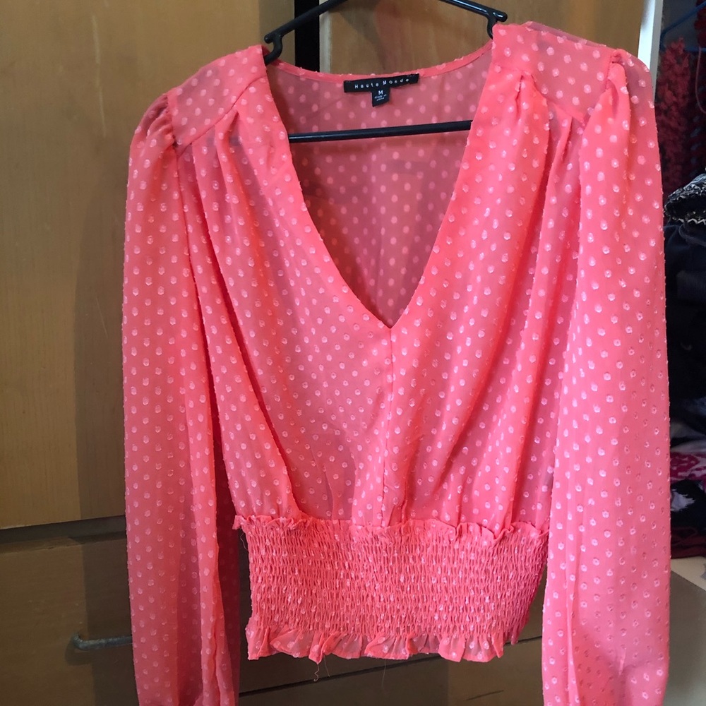 Long sleeve short orange blouse